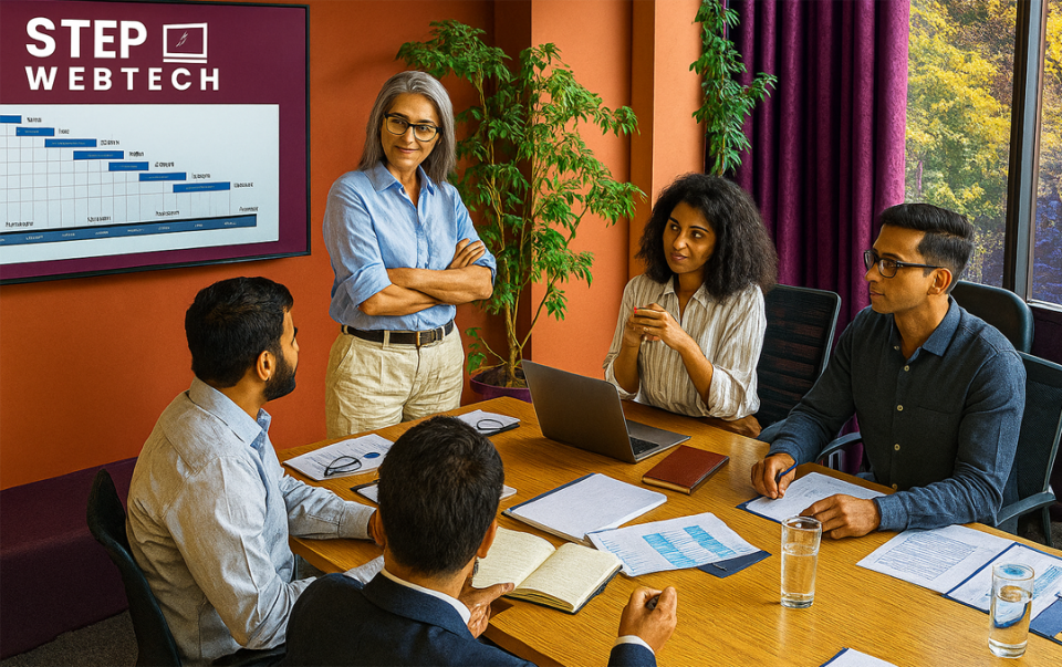 Web development team at STEP WebTech office in Mohali